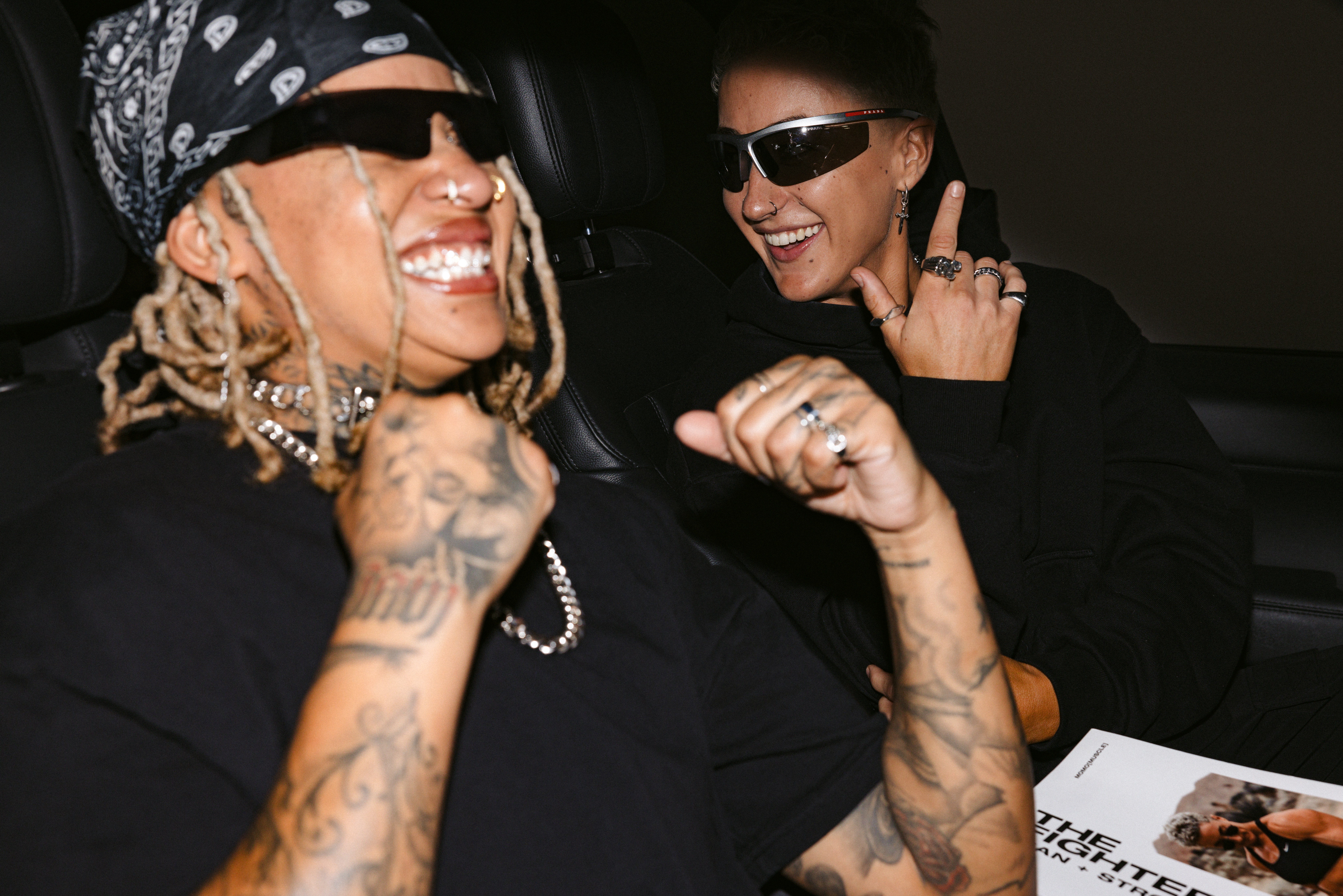 Scared But Alive friends laughing in a car at night