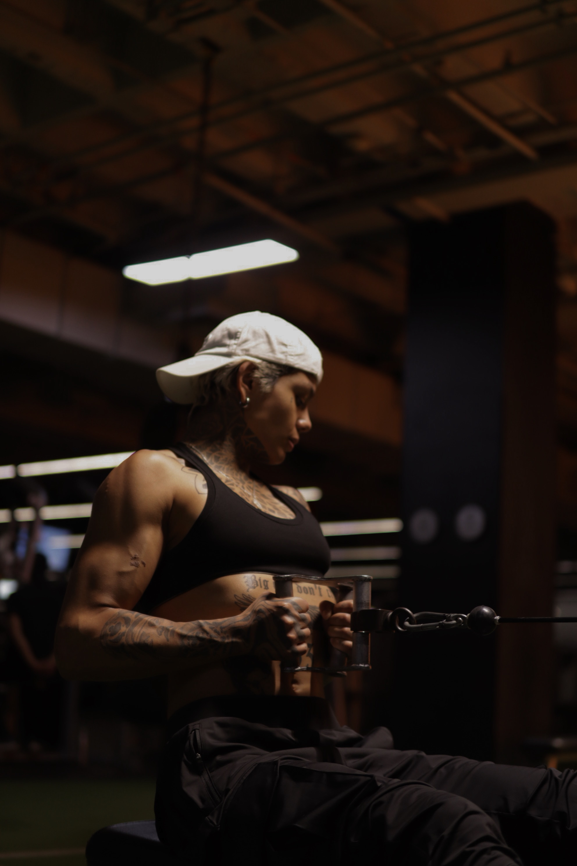 Scared But Alive training in a cable row