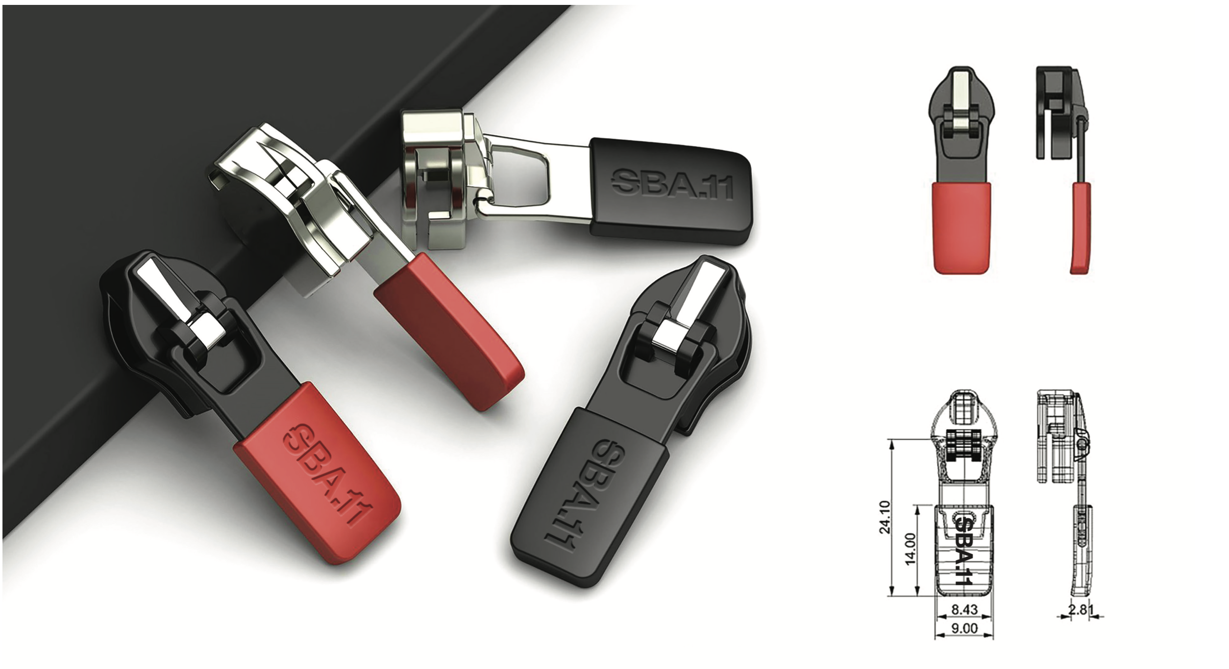 SBA.11 custom zipper pull hardware detail