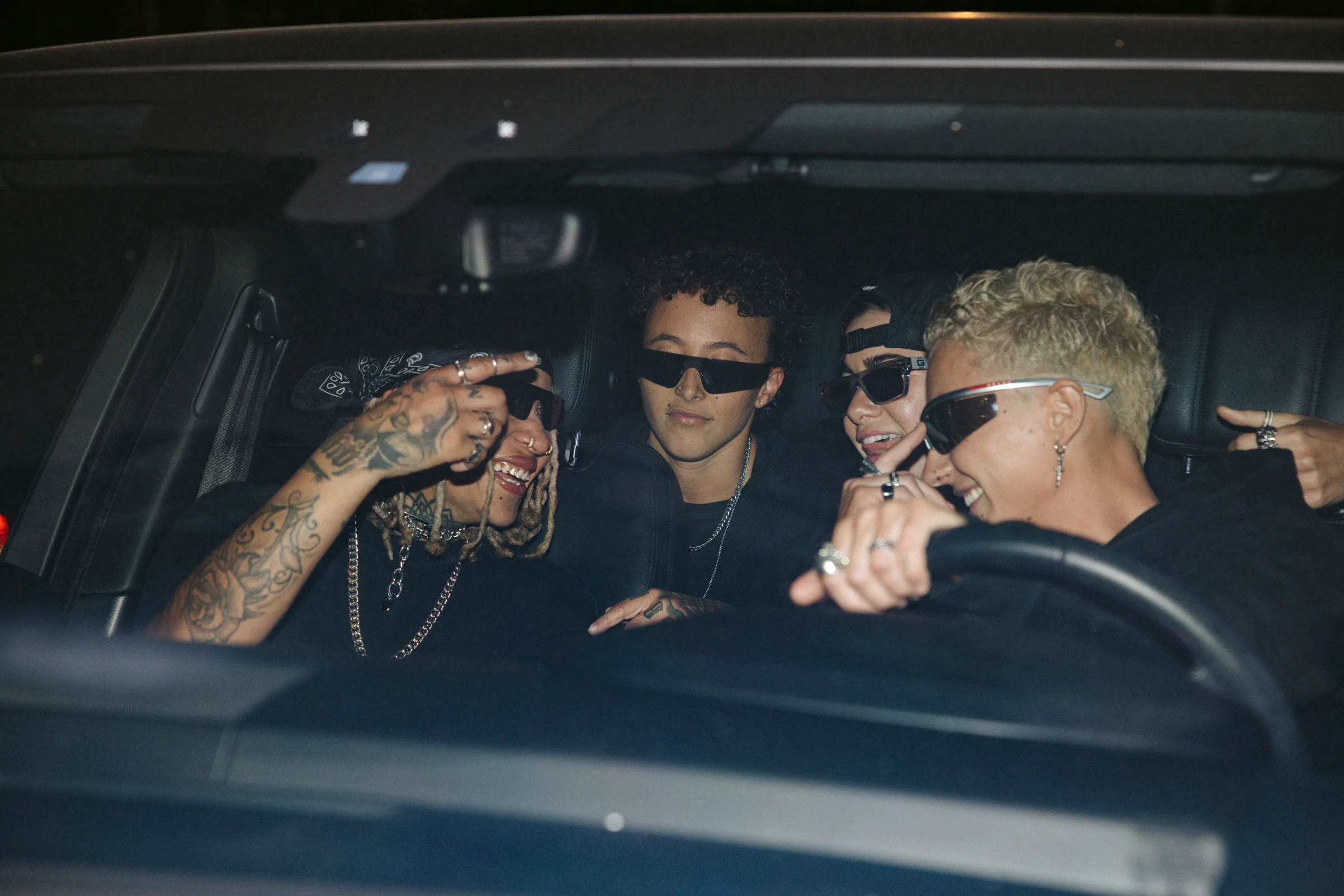 Scared But Alive photographed at night inside a car